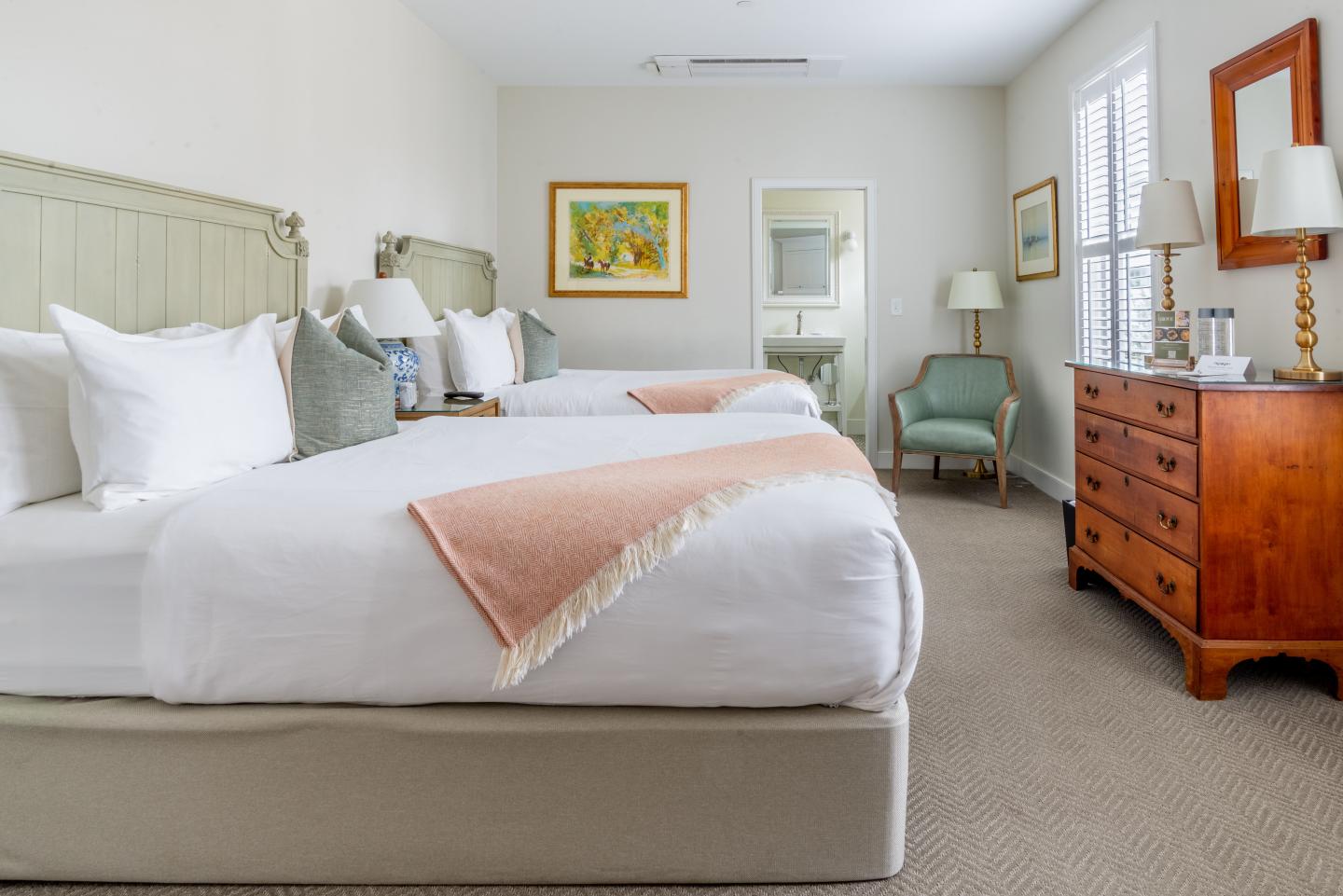 A double queen hotel room