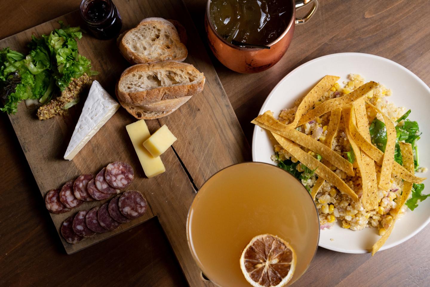 A top-down image of food