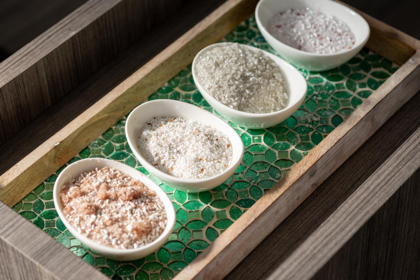 A close up view of bath salts