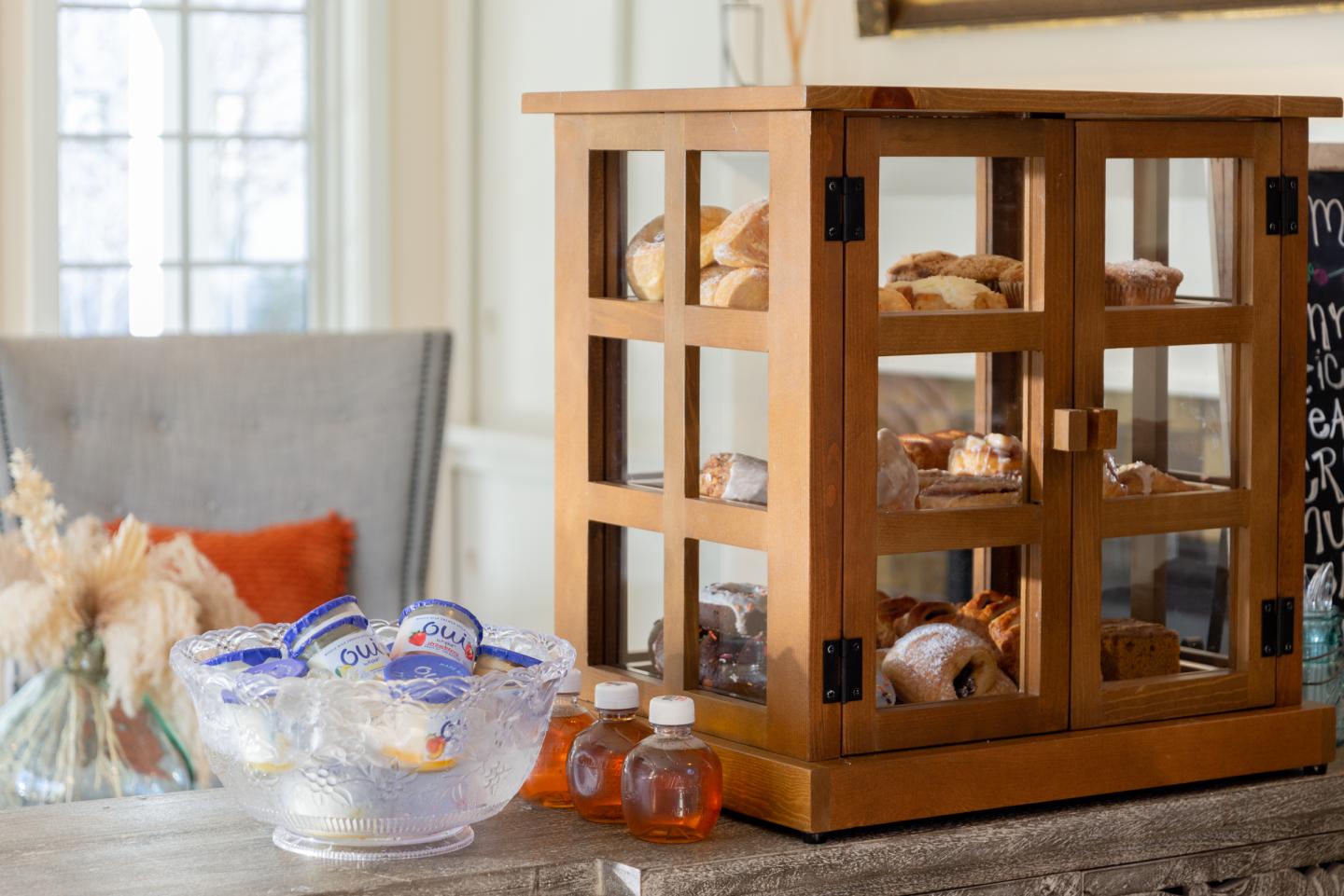 A cabinet of croissants