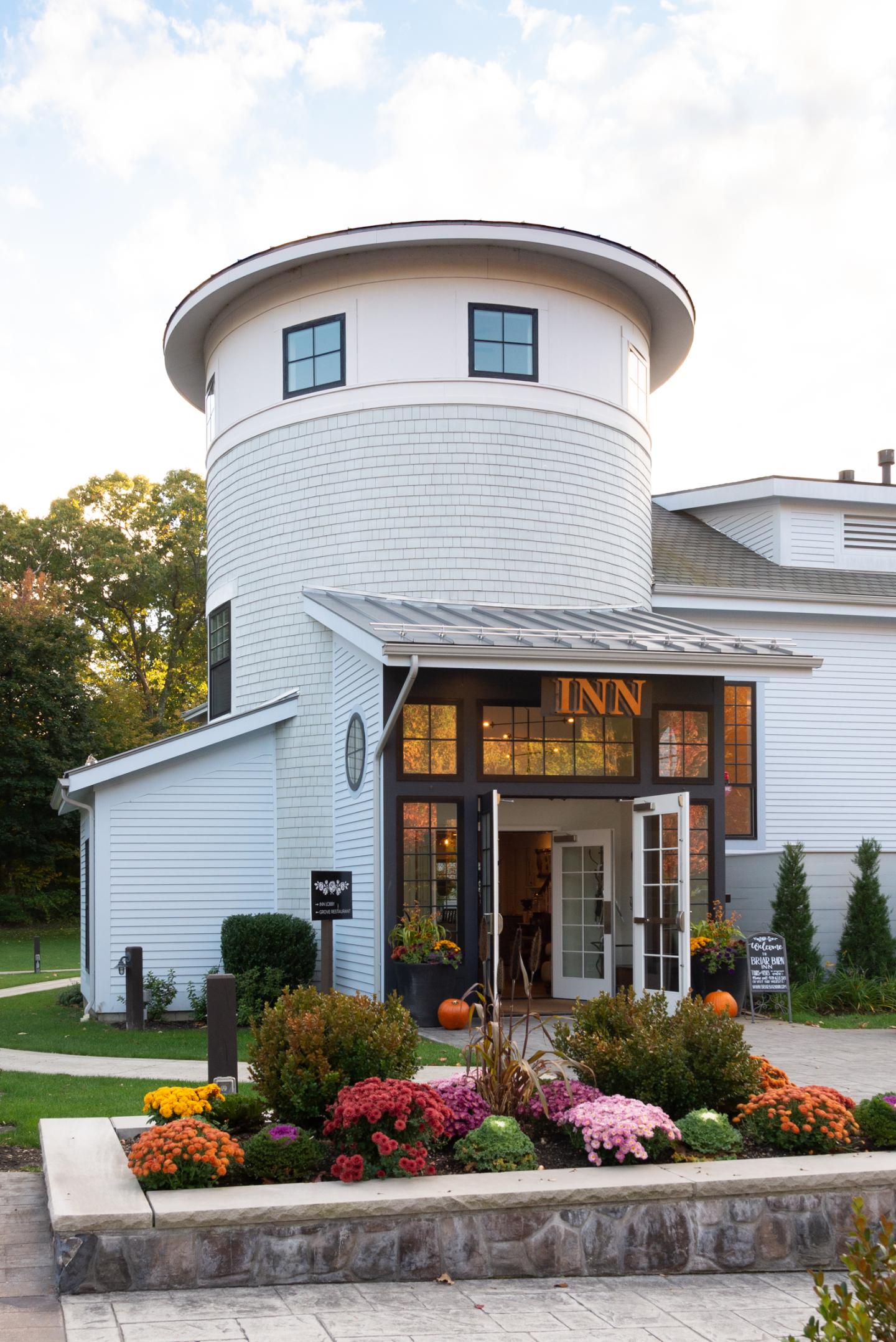 The exterior entrance to an inn