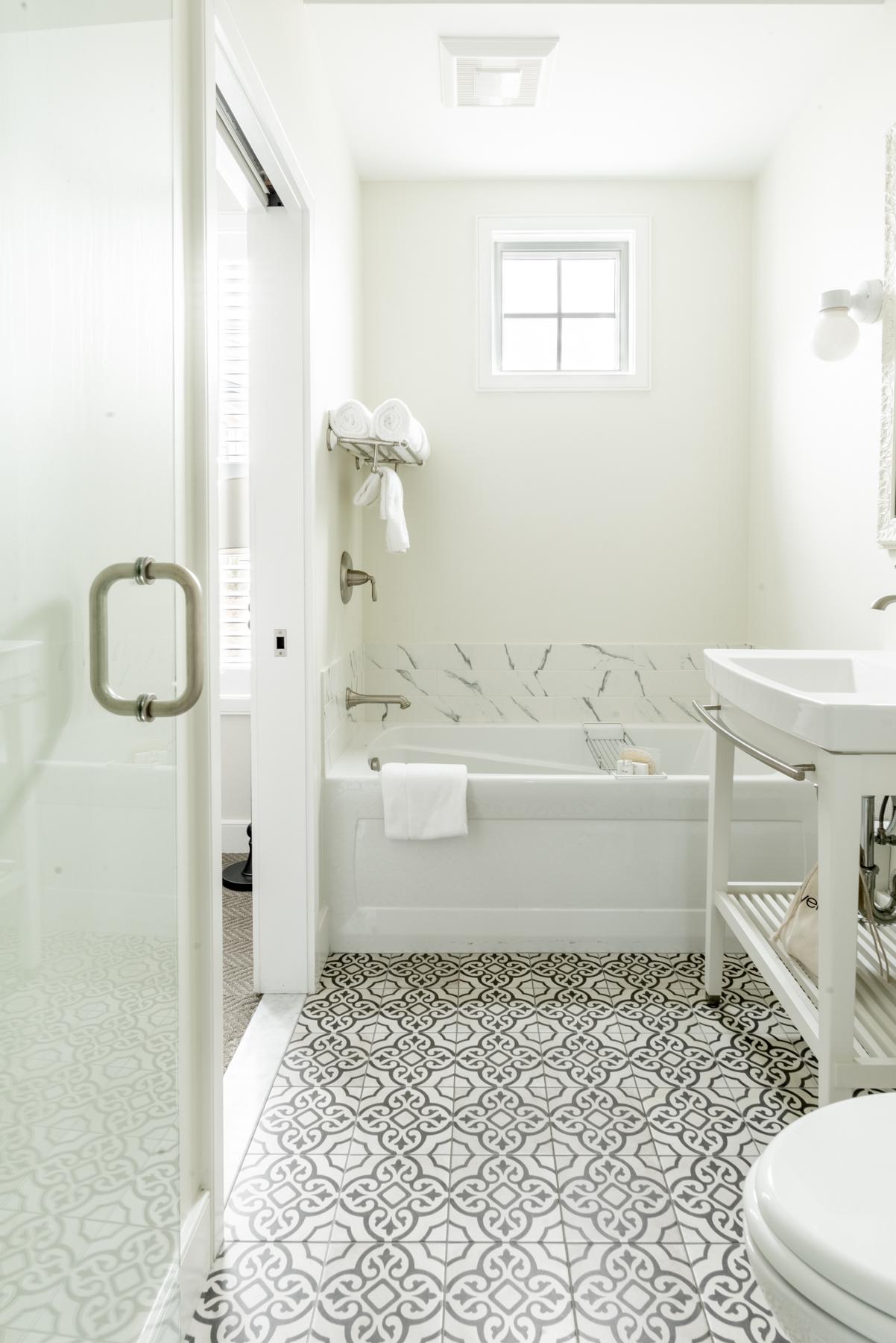 bathroom with soaking tub