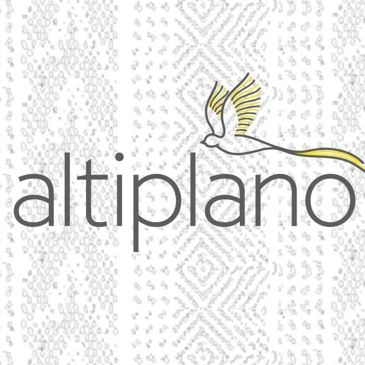 "altiplano" text with abstract bird on patterned background.